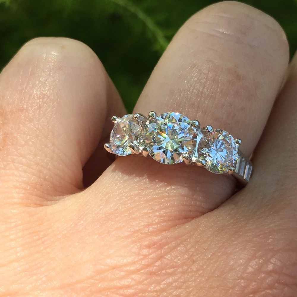 â SOLD â18k white gold wedding 3 stone diamond ring 3 CT - Picture 8 of 16